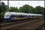 Eine dreiteilige Triebwagen Einheit mit VT 772 der Nordwestbahn an der Spitze stand am 9.8.2005 im oberen Bahnhof des HBF Osnabrück.