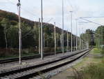 Die Abstellanlage in Binz am 14.Oktober 2019.Auch wenn auf beiden Gleisen insgesamt vier Züge abgestellt werden kann,müssen im Sommer einige Züge,als Leerfahrt,nach Stralsund,zur