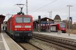 DB 143 267 - Pasewalk - mit Zug auf RE3 - 28.02.2021