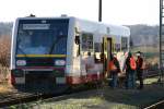 Der fr die Stdtebahn Sachsen umgestaltete 504 001 wird wohl bald auf der Schsisch-Bhmischen Semmeringbahn eingesetzt werden. Pirna, 03.01.2012