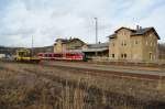 03.12.2011, der Bahnhof mit den zum Teil zurckgebauten Gleisen in Pockau-Lengefeld