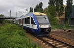 648 283-9 ist als HEX80200 von Berlin Ostbahnhof nach Goslar unterwegs, zusammen mit 648 282-1 als HEX80200 von Berlin Ostbahnhof nach Thale Hauptbahnhof verlässt er am 14.5.2016 Potsdam