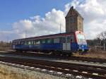 626 120-9 ist am 8.3.2016 auf dem Weg nach Pritzwalk West. Der Triebzug kam als RB74 aus Meyenburg nach Pritzwalk und fährt nun als Leerzug nach Pritzwalk West um von dort wieder nach Meyenburg zu fahren. 