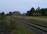 Nur noch ein Gleis ist Barth nach dem Rckbau geblieben,so ist der ehmalige Bahnhof nur noch ein Haltepunkt und wird von der UBB angefahren.Am 17.September 2011 fotografierte ich den Einfahrbereich,wo
