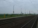 Station Altenwillershagen ist gleichzeitig auch Kreuzungsbahnhof auf der eingleisigen Strecke Stralsund-Rostock.Aufgenommen am 20.Mai 2013