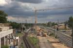 Ein Blick von der Brcke  Hauptstrae auf den im Umbau befindlichen Bahnhof Radebeul Ost  am 12.06.2012 gegen 14:00 Uhr.