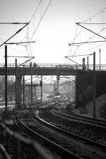 Blick von der Baustrae auf das nrdliche Gleisvorfeld in Radebeul Ost.