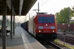 185 309-2 mit PKP-Cargo Eoas Ganzzug in Rathenow in Richtung Wustermark unterwegs. 29.04.2011