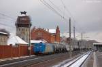 185 520-4 Alpha Trains fr CFL Cargo Deutschland GmbH mit einem Kesselzug  Dieselkraftstoff oder Gasl oder Heizl (leicht)  in Rathenow und fuhr in Richtung Stendal weiter. Netten Gru an den Tf! 08.02.2013