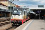Am 24.06.2014 stand Alex 183 001  175 Jahre Deutsche Eisenbahn  mit einem ALX in Regensburg Hbf.