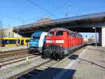 DB Regio 218 403-4 ( 9280 1218 403-4 D-DB ) vor der Übernahme des RE 2 nach Hof in Regensburg am 2.3.2025