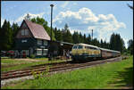 Railsystems RP 218 466-1 am Pfingstsonntag, 24.05.2026, mit einem Sonderzug im Bahnhof Rennsteig.