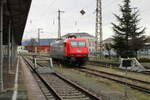 Am 13.02.2023 pausierte die MEG 145 022-0 (91 80 6145 022-0 D-DB) im Bahnhof Riesa.