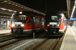 642 048 und 642 053 in den Stumpfgleisen des Rostocker Hauptbahnhofs.
Aufnahmedatum: 21.03.2011