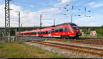 Die volle  Gemeinde Breitengüßbach  alias 442 272 (Bombardier Talent 2) erreicht das Bahnhofsareal von Saalfeld(Saale).