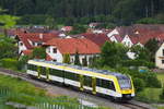 Ein neues Gesicht auf der Donautalbahn: 622 955 (LINT) der HZL / SWEG als RB 26 362 Ulm - Munderkingen verlässt den Haltepunkt Schelklingen-Schmiechen in Richtung Allmendingen.