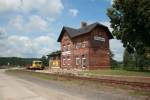 Betriebsbahnhof Schlagsdorf, (Zustand 14.07.2008)
Kies- und Steinwerk Boerner GmbH & Co. KG. Der Bahnhof  gehrt zur stillgelegten Nebenbahn Guben - Forst/Lausitz. http://www.bahnstrecken.de/gf.htm