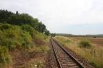 Blick vom Betriebshaltepunkt Schlagsdorf-Kieswerk auf das  Streckengleis in Richtung Schlagsdorf  