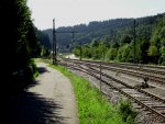 Die Ausfahrtsseite des Bahnhofs Schnmnzach in Richtung Freudenstadt, am 01.09.2010.