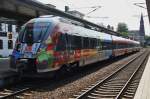 Hier 442 354-7 als RE7 (RE4378) von Ludwigslust nach Wismar, dieser Triebzug stand am 21.7.2014 in Schwerin Hbf. 