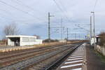 Bahnsteig 1 und 2 am 15.02.2024 in Seebergen.