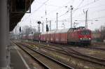 MEG 606 (143 864-7) Mitteldeutsche Eisenbahn GmbH mit einem Autotransportzug in Stendal und fuhr weiter in Richtung Wittenberge. 24.03.2015