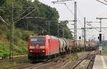 Aufgrund von Bauarbeiten befuhr dieser mit 185 160 bespannte Güterzug im Bahnhof Stolberg (Rheinland) abweichend Gleis 2.