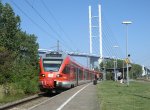 RE 13010 Sassnitz-Rostock hat mit erreichen der Station Stralsund Rügendamm das Festland,am 06.September 2013,erreicht.Flirt war der 429 027.