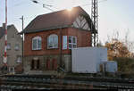 Blick auf das mechanische Stellwerk B2 der Bauart Jüdel (einheitsähnlich) für den Fahrdienstleiter (Fdl) im Bahnhof Stumsdorf auf der Bahnstrecke Magdeburg–Leipzig (KBS 340).