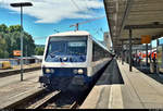 Bnrdzf 483.0 (50 80 80-35 141-6 D-TRAIN) der TRI Train Rental GmbH mit Schublok 182 597-5 (Siemens ES64U2-097) der Mitsui Rail Capital Europe GmbH (MRCE), im Dienste der Abellio Rail