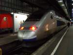 Ein TGV-POS mit Schweizer Tz steht zur Abfahrt bereit nach Paris. Stuttgart, 23.02.09