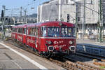 Die dreiteilige Uerdinger-Garnitur  Roter Flitzer  startet zu einer Sonderfahrt nach Mosbach (Baden). (Stuttgart, September 2019)