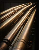 Im Streiflicht -    Röhren für das Grundwassermanagement an der Baustelle für Stuttgart 21 am Hauptbahnhof.