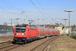 147 017 mit IRE aus Karlsruhe am 28.03.2019 bei der Durchfahrt von Stuttgart-Zuffenhausen.