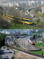 Vorher und nachher -     Am Bahnhof Feuerbach wurde unter rollendem Rad Platz geschaffen für die Tunnelrampe der neuen Strecke ab hier zum zukünftigen unterirdischen Hauptbahnhof von
