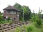 Das am 04.07.2009 noch besetzte Stellwerk des Bahnhofs Templin, am nrdlichen Bahnhofskopf in Richtung Prenzlau und Eberswalde.
