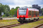 DB Triebwagen 623 019 als RE 4 nach Ueckermünde im Bahnhof Torgelow. - 08.08.2023
