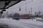 Starker Schneefall war vorausgegangen, als ET 326 (1430 026) auf dem Weg nach Salzburg in Traunstein einfuhr (2.2.15).