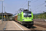 182 505-8 (Siemens ES64U2-005) der Mitsui Rail Capital Europe GmbH (MRCE), vermietet an die LEO Express GmbH, als FLX32621 (FLX 10) von Berlin-Lichtenberg nach Stuttgart Hbf erreicht den Bahnhof