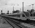 Der Triebzug ET 7.06 der Eurobahn ist hier Anfang Juni 2020 bei der Einfahrt in Wanne-Eickel zu sehen.