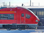 Der markante Kopf des Dieseltriebzuges 632 104, welcher im Februar 2021 am Hauptbahnhof Wanne-Eickel abgestellt war.