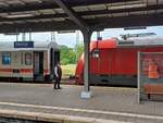Am 10.07.2024 fand er Lokwechsel von Diesel- auf E-Traktion der MDV-ICs bereits in Weimar statt.