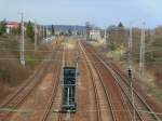 Bf Weinbhla Blickrichtung Dresden,Gesamtsbersicht des Gleisplanes der bald nicht mehr mglich ist,da die Brcke ersatzlos abgerissen wird.