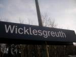 Bahnhofsschild Bahnhof Wicklesgreuth