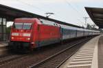 Hier 101 097-4 mit IC2071 von Hamburg-Altona nach Dresden Hbf., bei der Einfahrt am 21.7.2014 in Wittenberge.