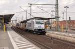 386 019-4 METRANS Rail s.r.o. mit einem Containerzug in Wittenberge und fuhr weiter in Richtung Berlin. 11.04.2015