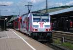 146 227  Das neue Herz Europas  verlsst am 19.Mai 2012 mit einem RE nach Stuttgart den Wrzburger Hbf.