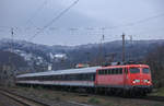 Am 11.01.2021 zog GfF 115 459 den RB48-Ersdatzzug nach Wuppertal-Oberbarmen durch Steinbeck.