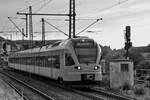 Der Eurobahn-Triebzug ET 7.09 ist hier auf dem Ferngleis unterwegs, so gesehen Mitte August 2023 in Wuppertal-Unterbarmen.