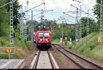 Kurzer Coilzug mit 187 149-0 DB durchfährt gleich den Hp Zscherben auf der Bahnstrecke Halle–Hann.